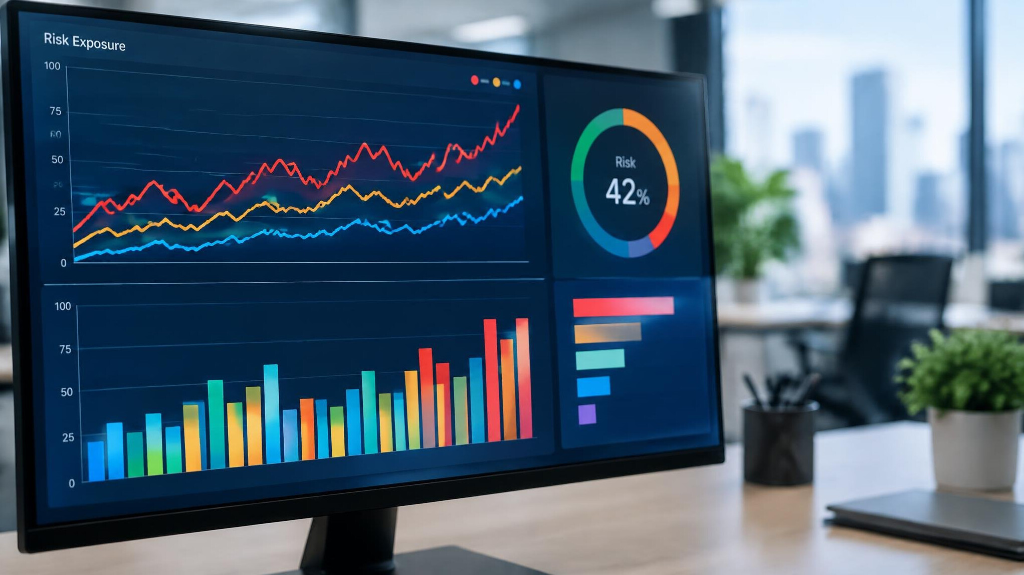 Close-up of analytics charts and graphs displayed on a computer screen